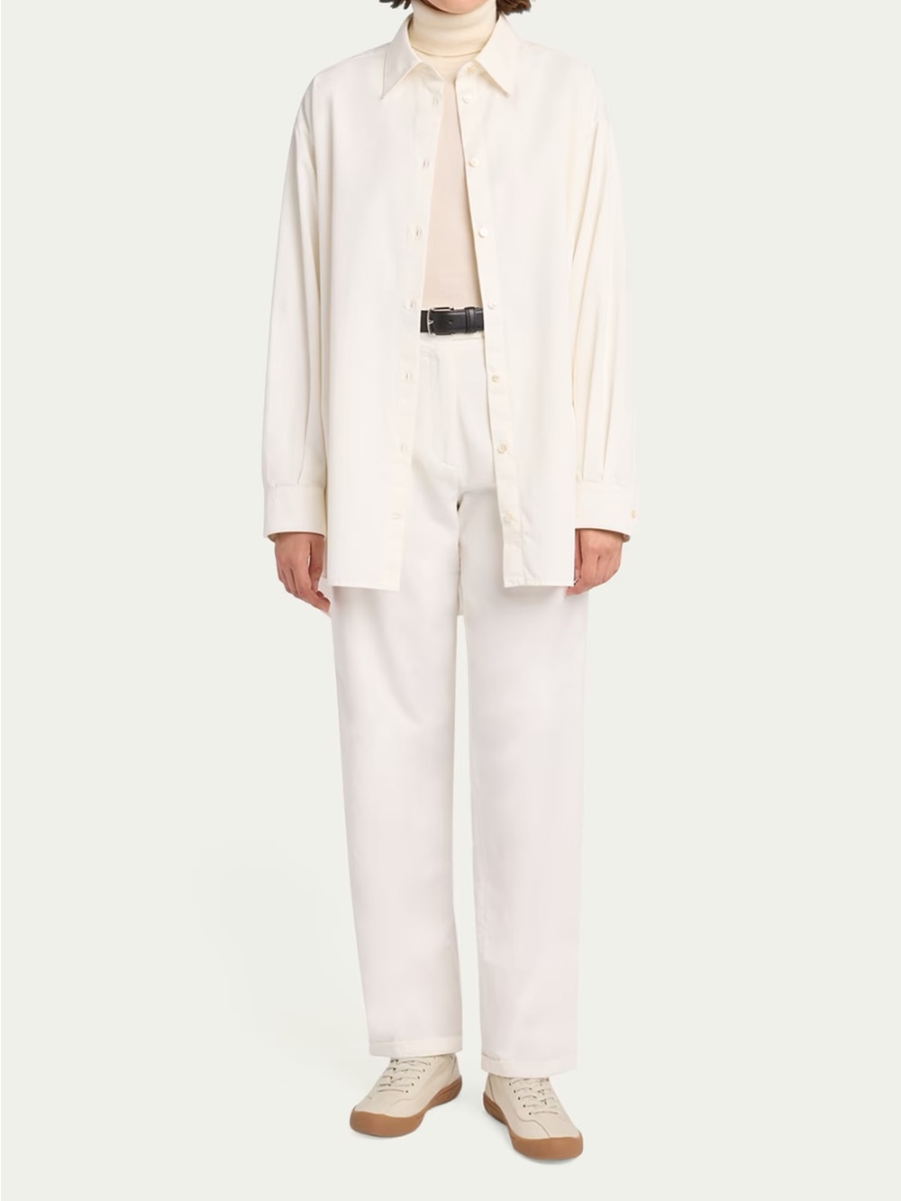 Relaxed Corduroy Cotton Button-Down Shirt in White